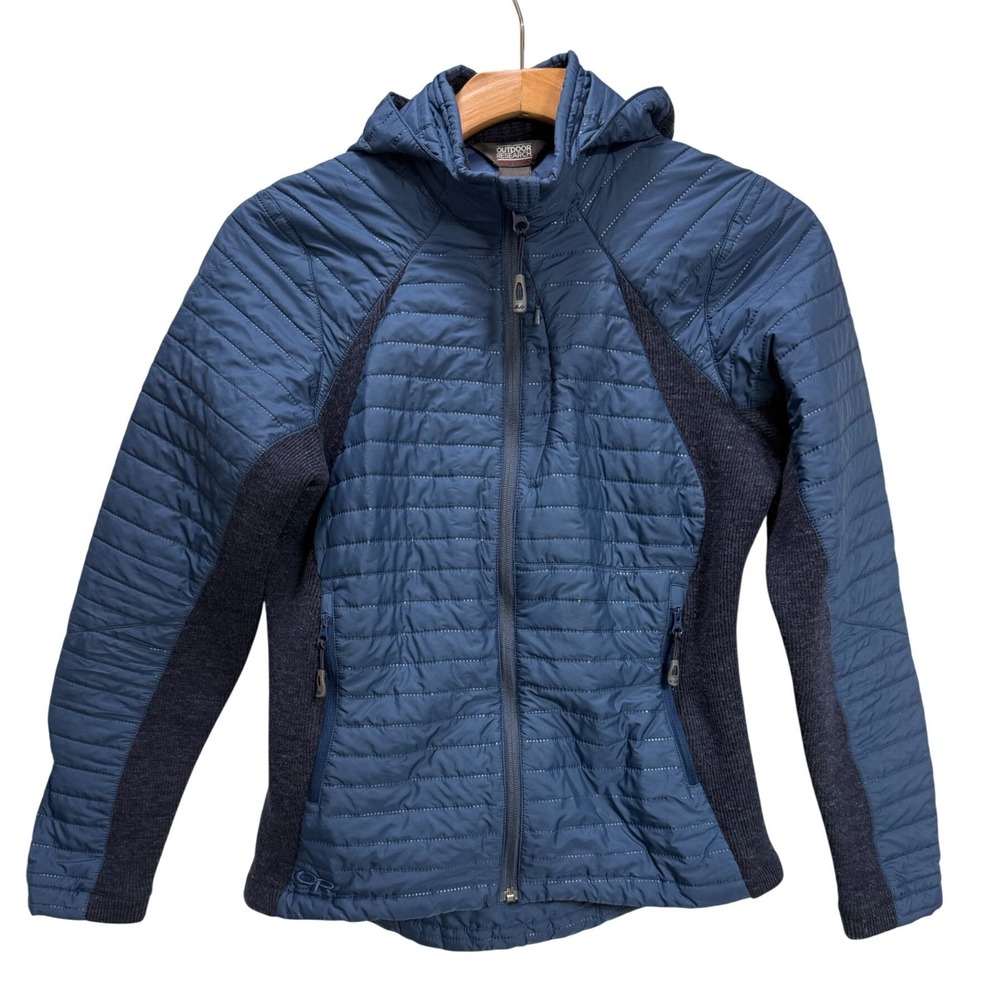 Outdoor Research Vindo Hoody Indigo Blue GUC Hybrid Quilted Knit Gorpcore Medium